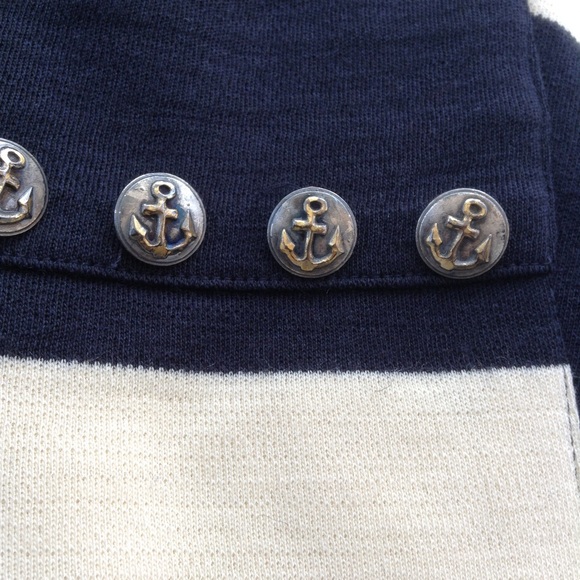 ABAETE navy ivory nautical striped wool skirt S M - Picture 5 of 7